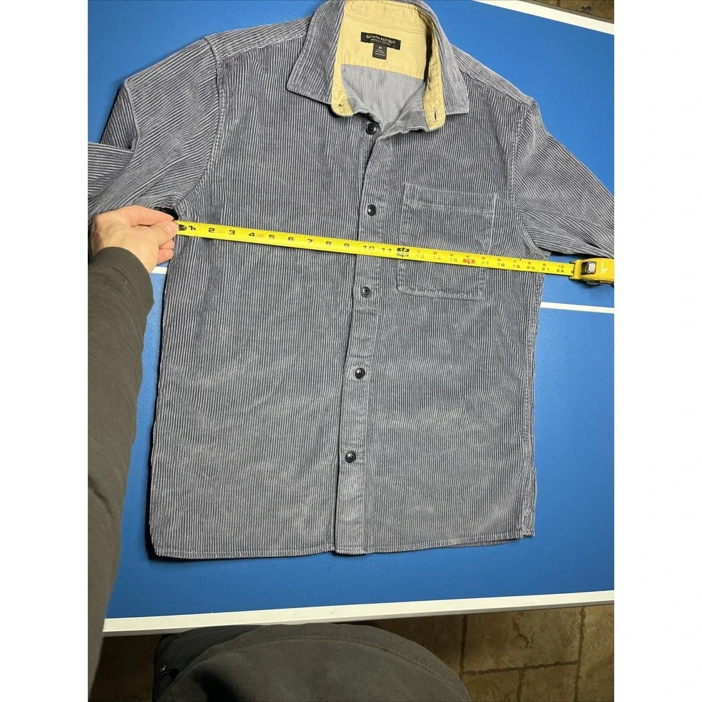 Banana Republic Men's Blue‎ Gray Button-Up Shirt, Size M Organic Cotton Nice!
